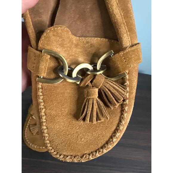 Aerosoles Suede Moccasins Loafers Brown Slip-On Brown SZ 9 Shoes Women Tassel - Picture 2 of 7